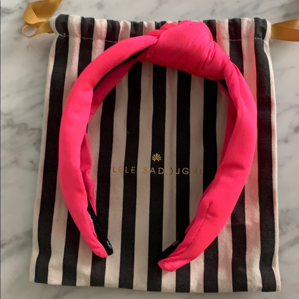 Lele Sadoughi Neon Pink Satin Headband